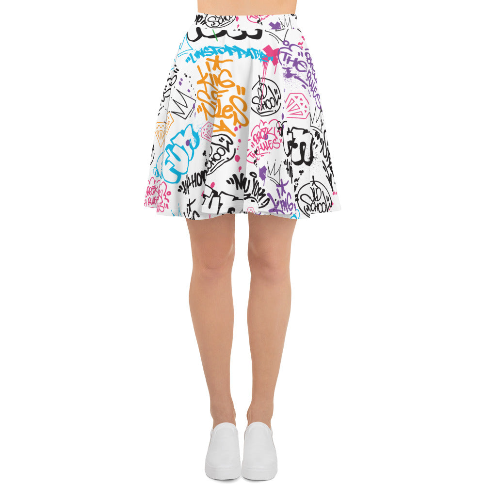 White Graffiti Art Skirt