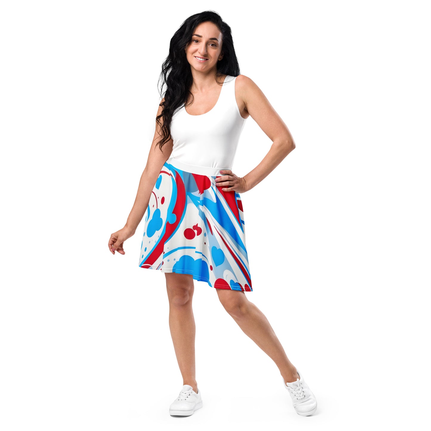 Cute Red and Blue Graffiti Skirt