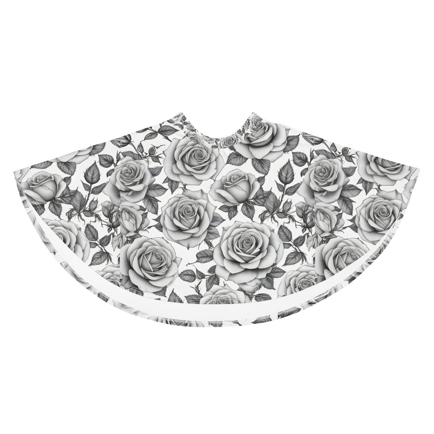 Black and White Roses Tattoo Style Skirt