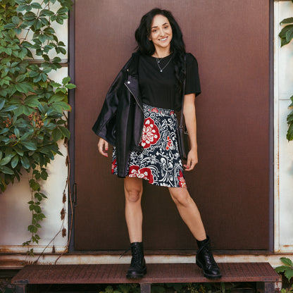 White and Black Floral Skirt