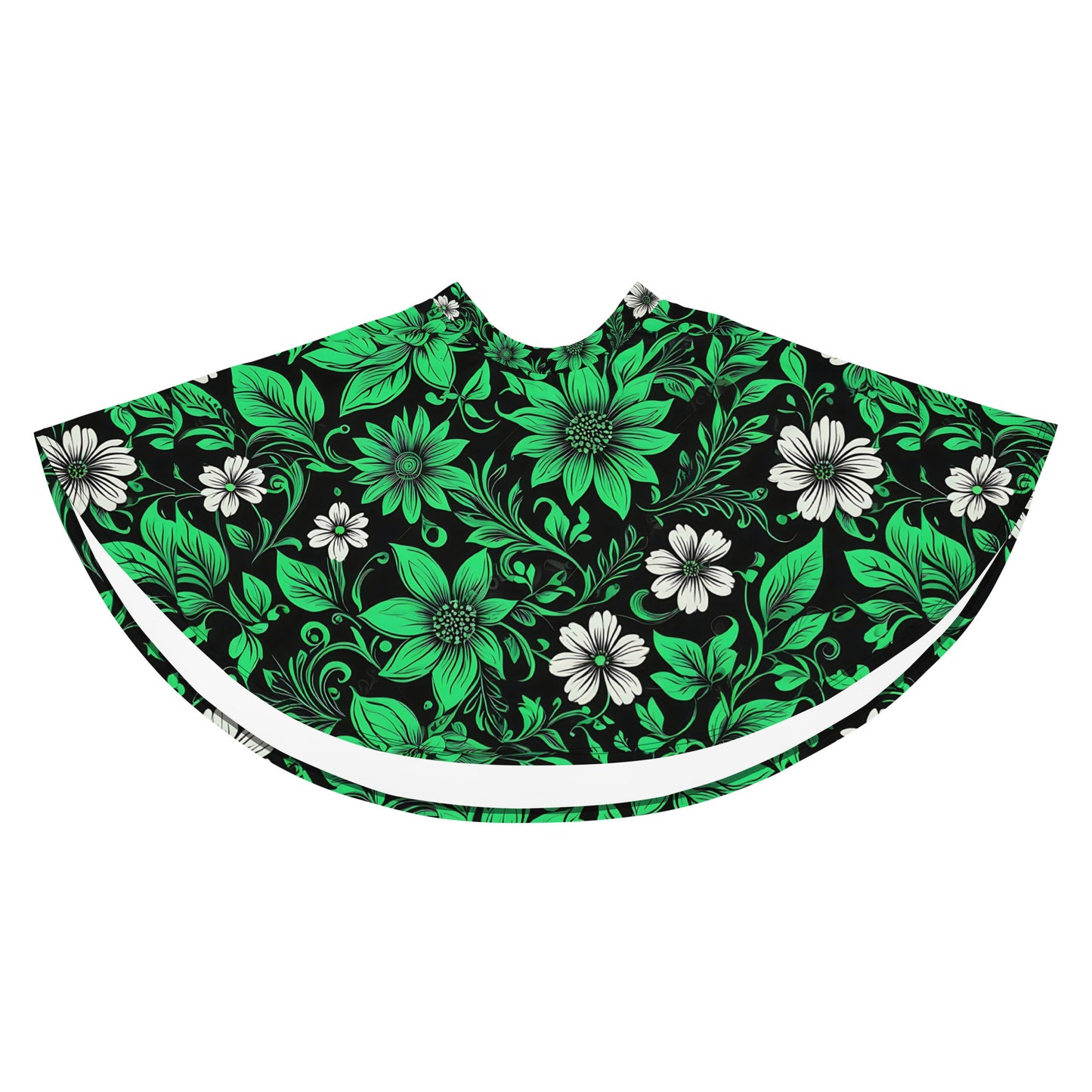 Green on Black Floral Skirt