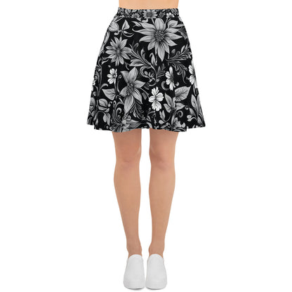 Black and White Floral Skirt