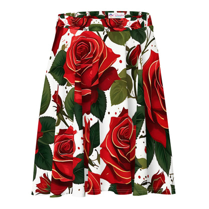 Red Roses Floral Skirt