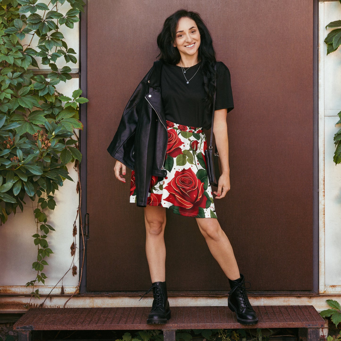 Red Roses Floral Skirt