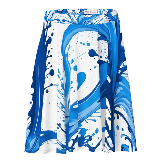 Blue Paint Splash Art Skirt