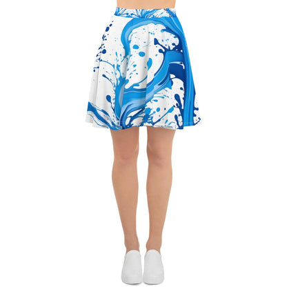 Blue Paint Splash Art Skirt