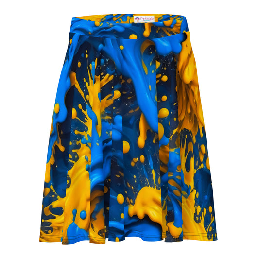 Blue and Yellow Splash Art Skirt