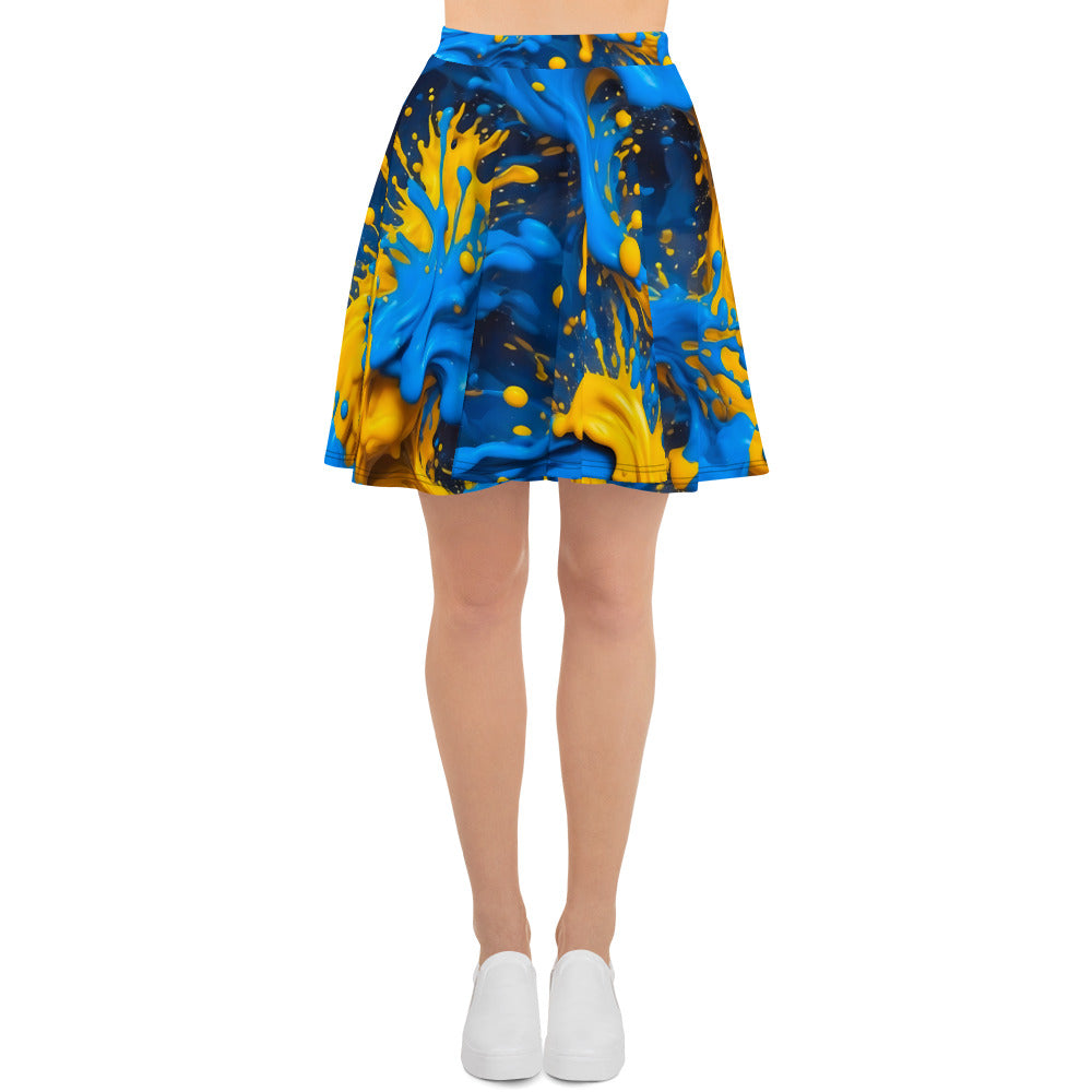 Blue and Yellow Splash Art Skirt