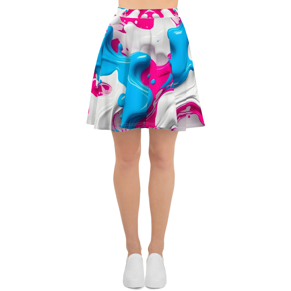 Blue and Pink Splash Art Skirt