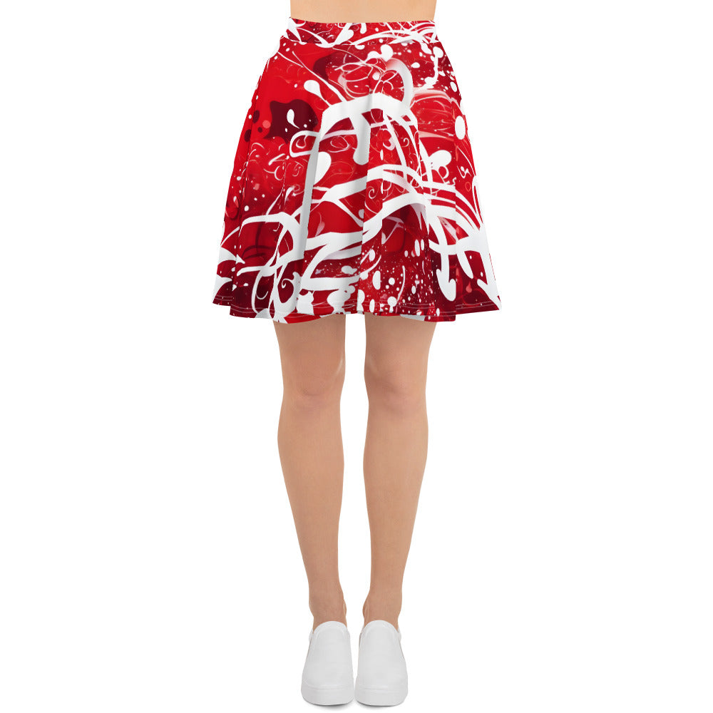 Red and White Splash Art Skirt