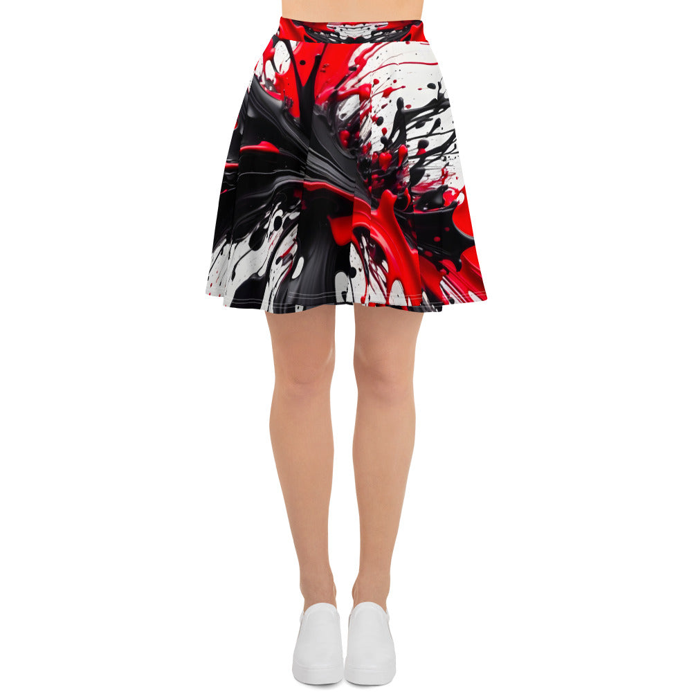 Red and Black Splash Art Skirt