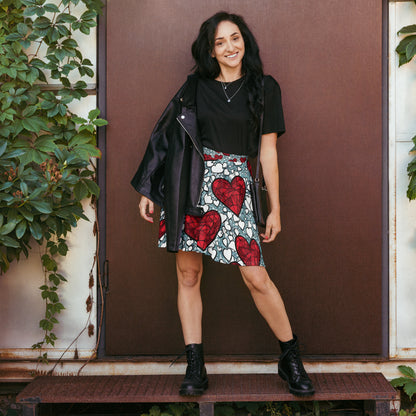 Red Hearts on White Skirt