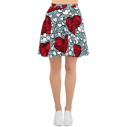 Red Hearts on White Skirt