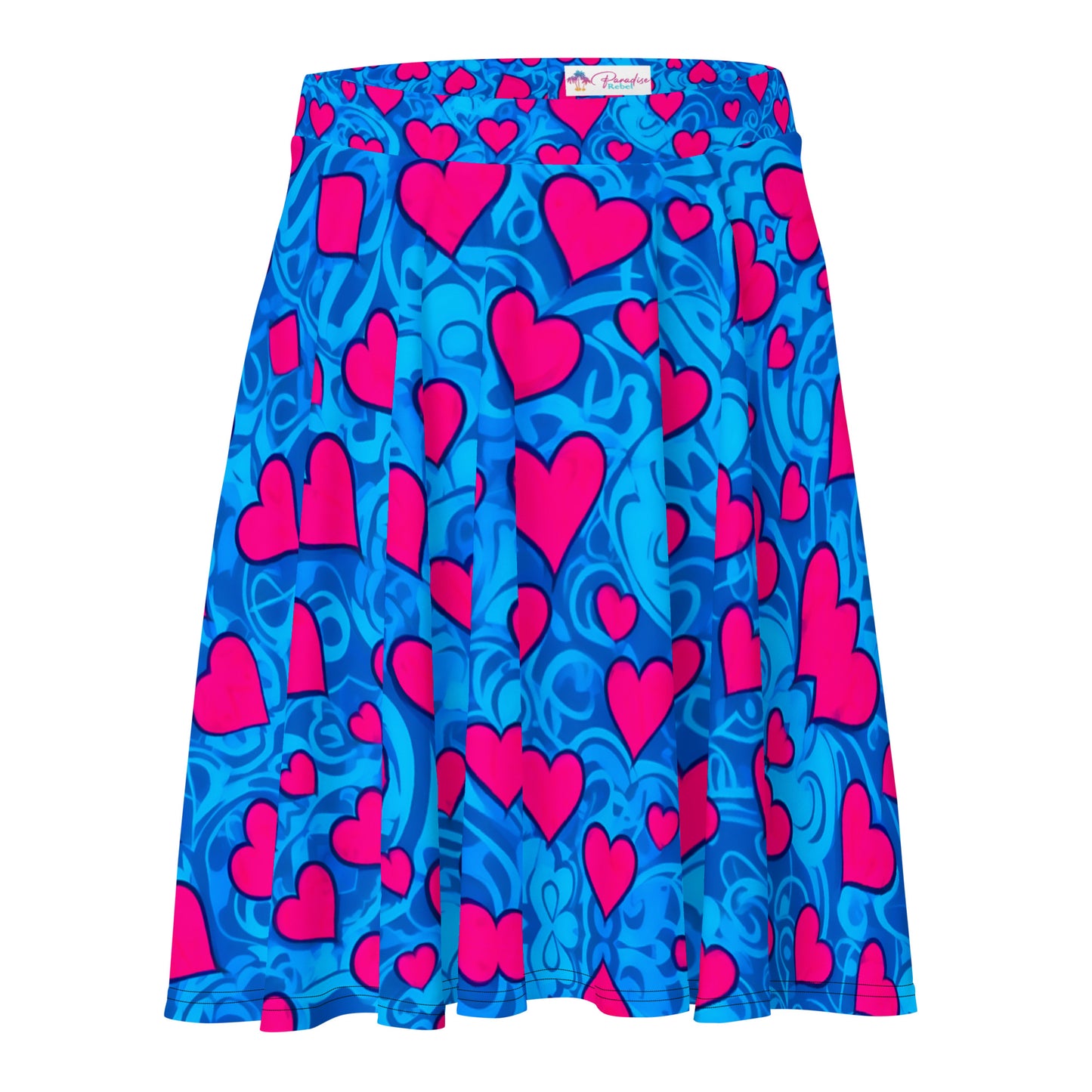 Pink Hearts on Blue Skirt