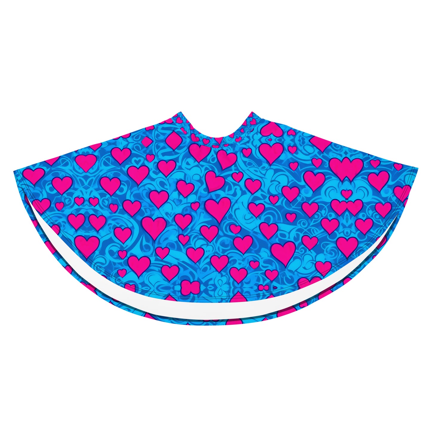 Pink Hearts on Blue Skirt