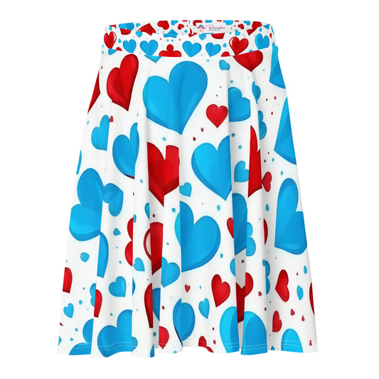 Red and Blue Hearts Cute Skirt