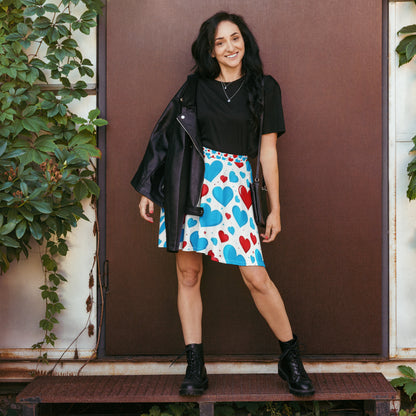 Red and Blue Hearts Cute Skirt