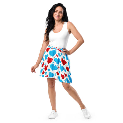 Red and Blue Hearts Cute Skirt