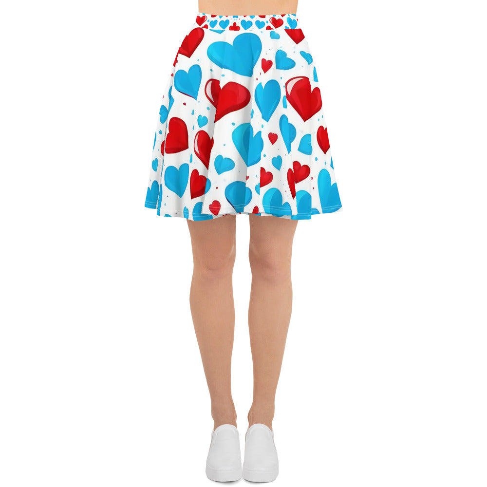 Red and Blue Hearts Cute Skirt