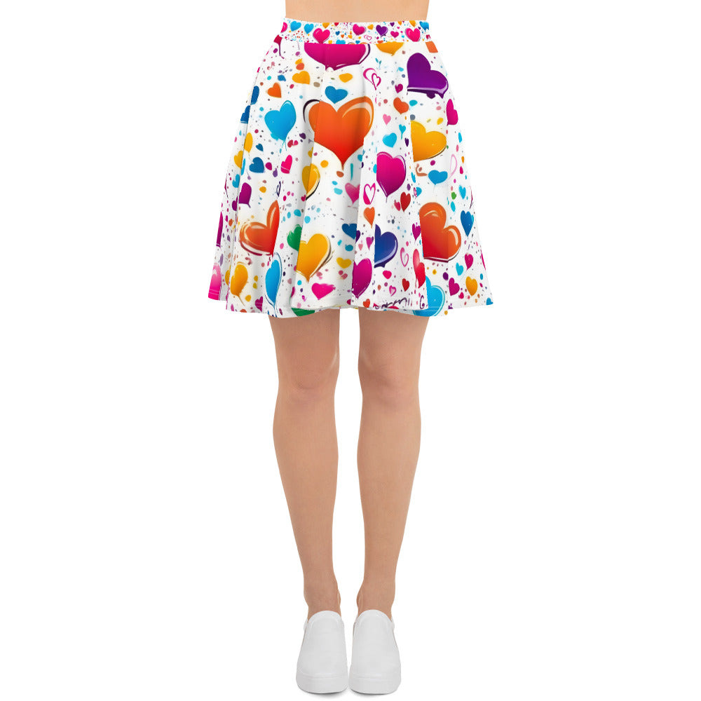 Colorful Hearts on White Skirt