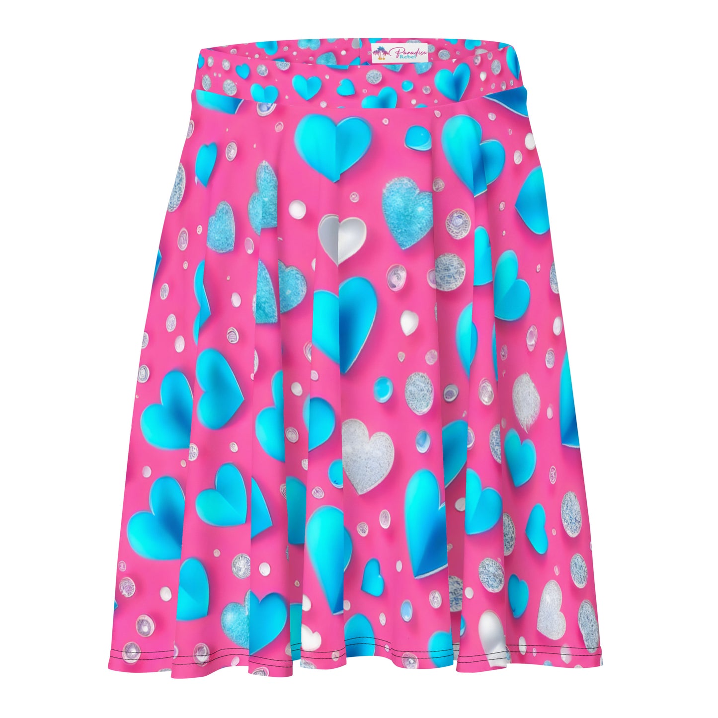 Cute Blue Hearts on Pink Skirt