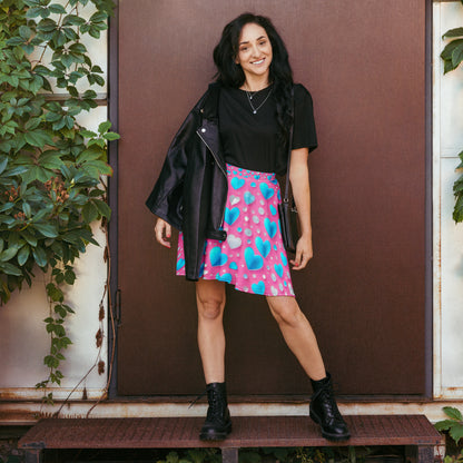 Cute Blue Hearts on Pink Skirt