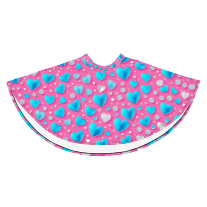 Cute Blue Hearts on Pink Skirt