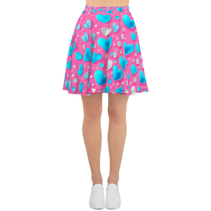 Cute Blue Hearts on Pink Skirt