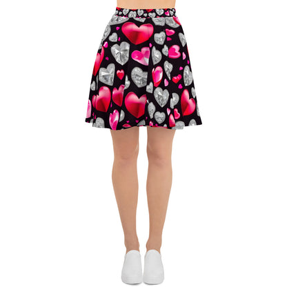 Hearts on Black Skirt