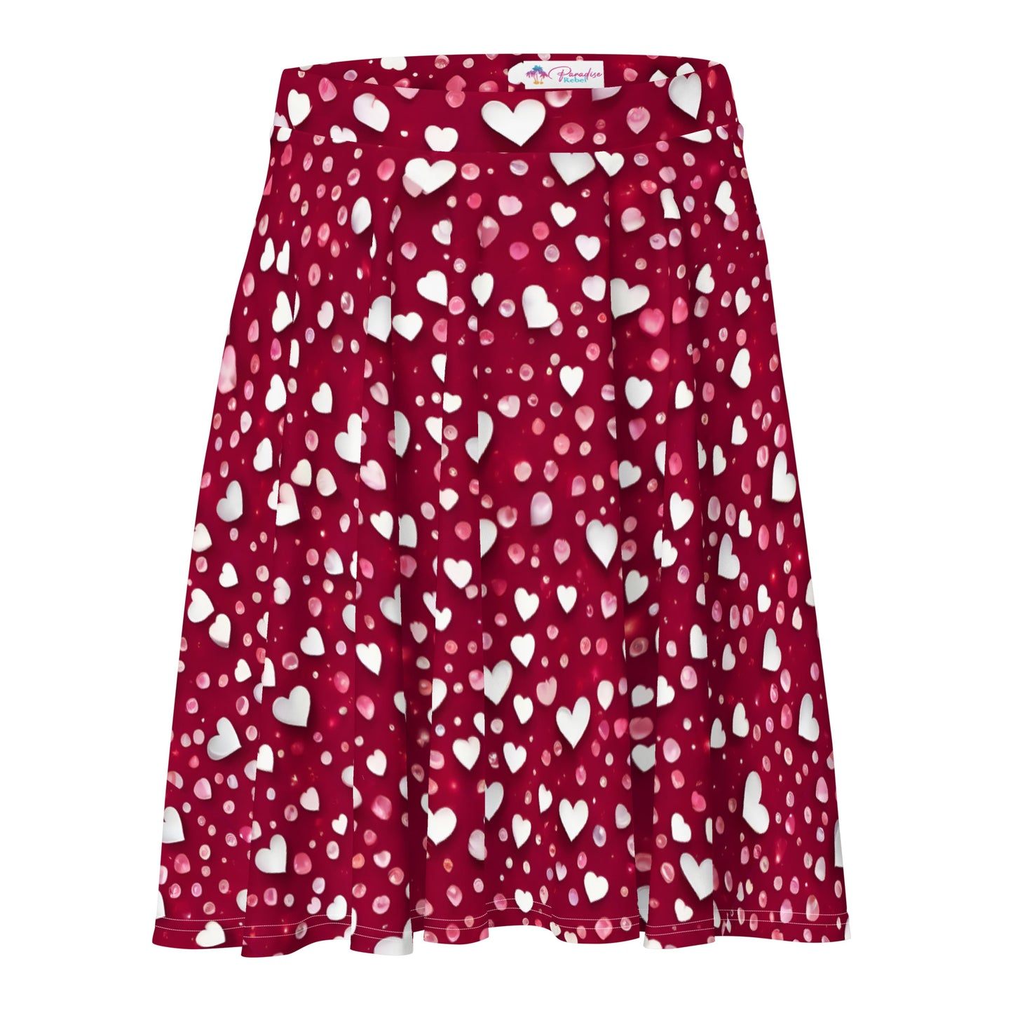 Rain of Hearts on Red Skirt