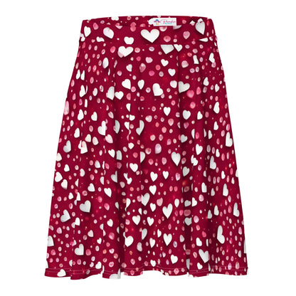 Rain of Hearts on Red Skirt