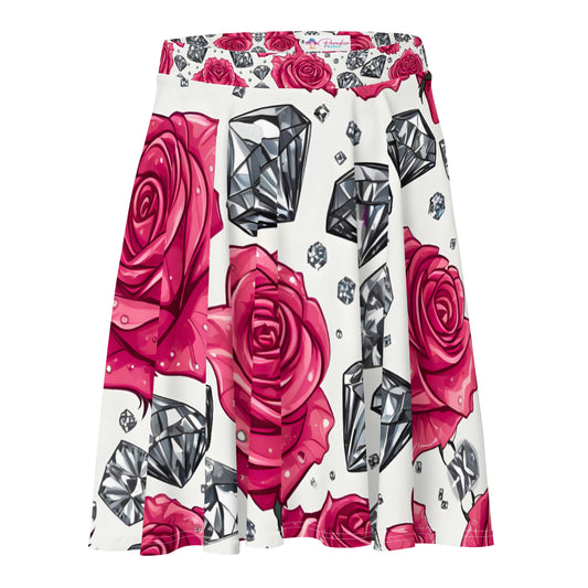 Roses and Diamonds on White Skirt