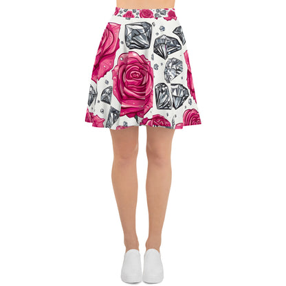 Roses and Diamonds on White Skirt