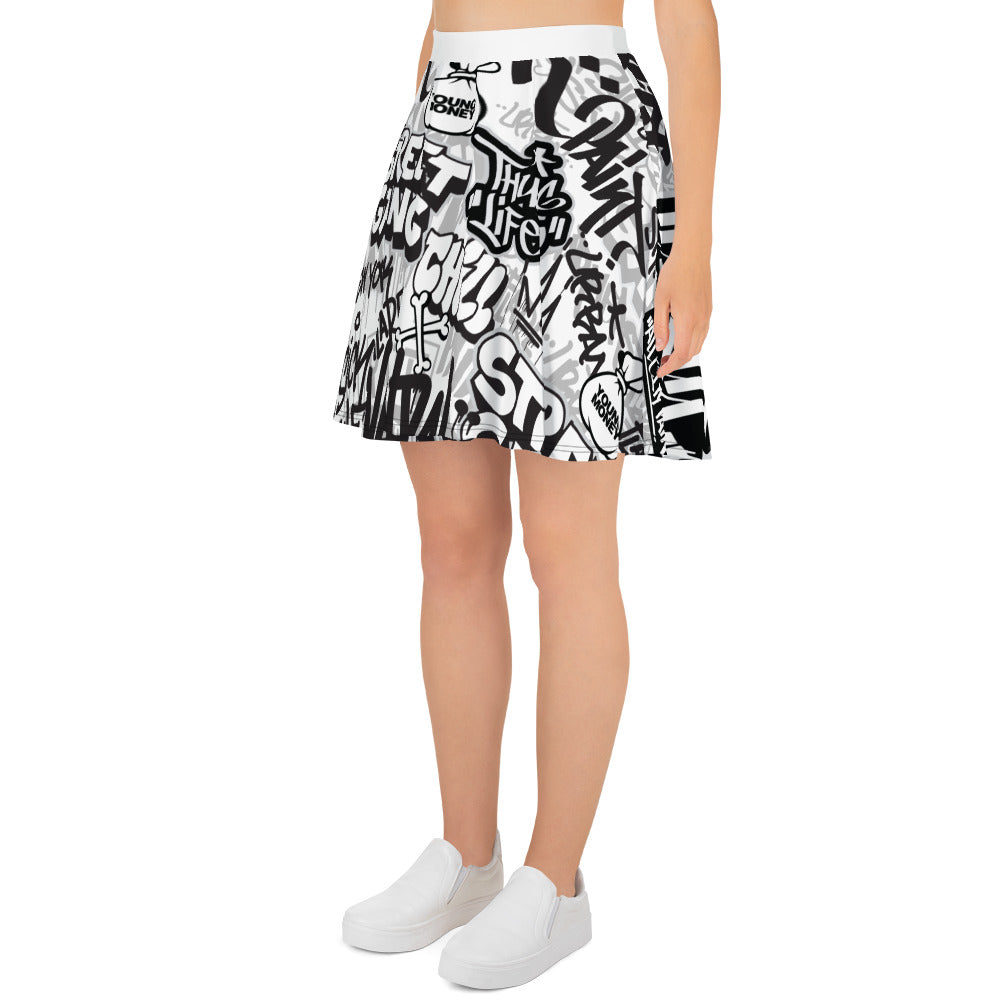 Black and White Graffiti Art Skirt