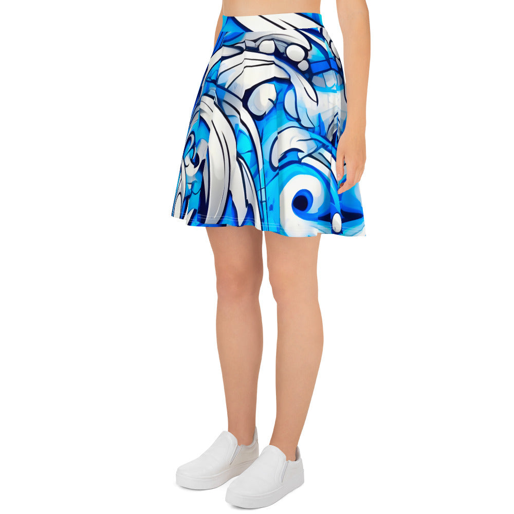 Blue Graffiti Art Skirt