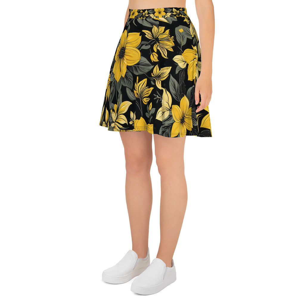 Black and Yellow Floral Skirt