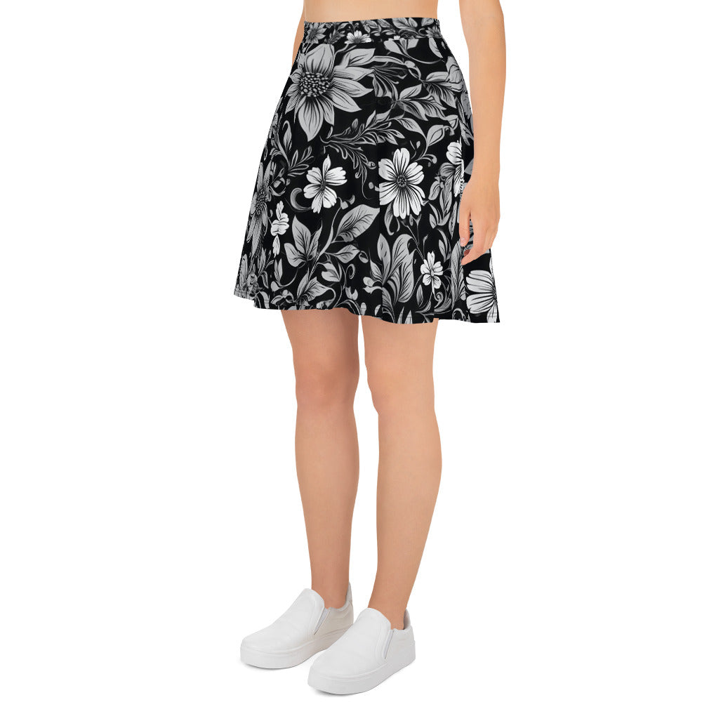 Black and White Floral Skirt