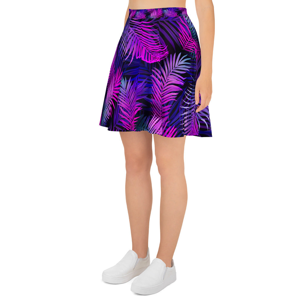 Purple Tropical Floral Skirt