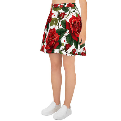 Red Roses Floral Skirt