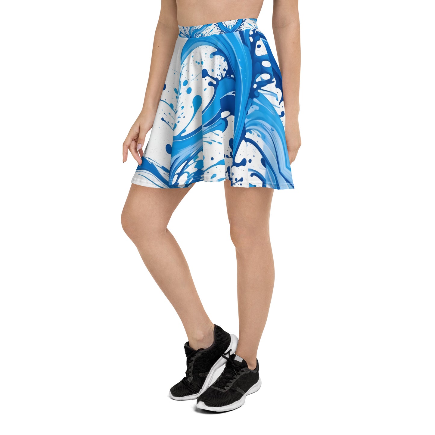 Blue Paint Splash Art Skirt