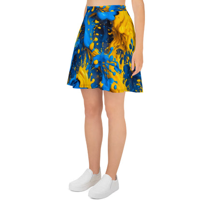 Blue and Yellow Splash Art Skirt