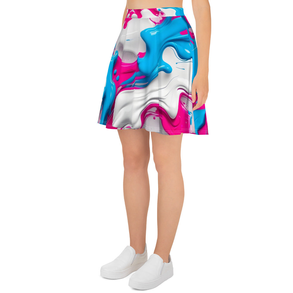 Blue and Pink Splash Art Skirt