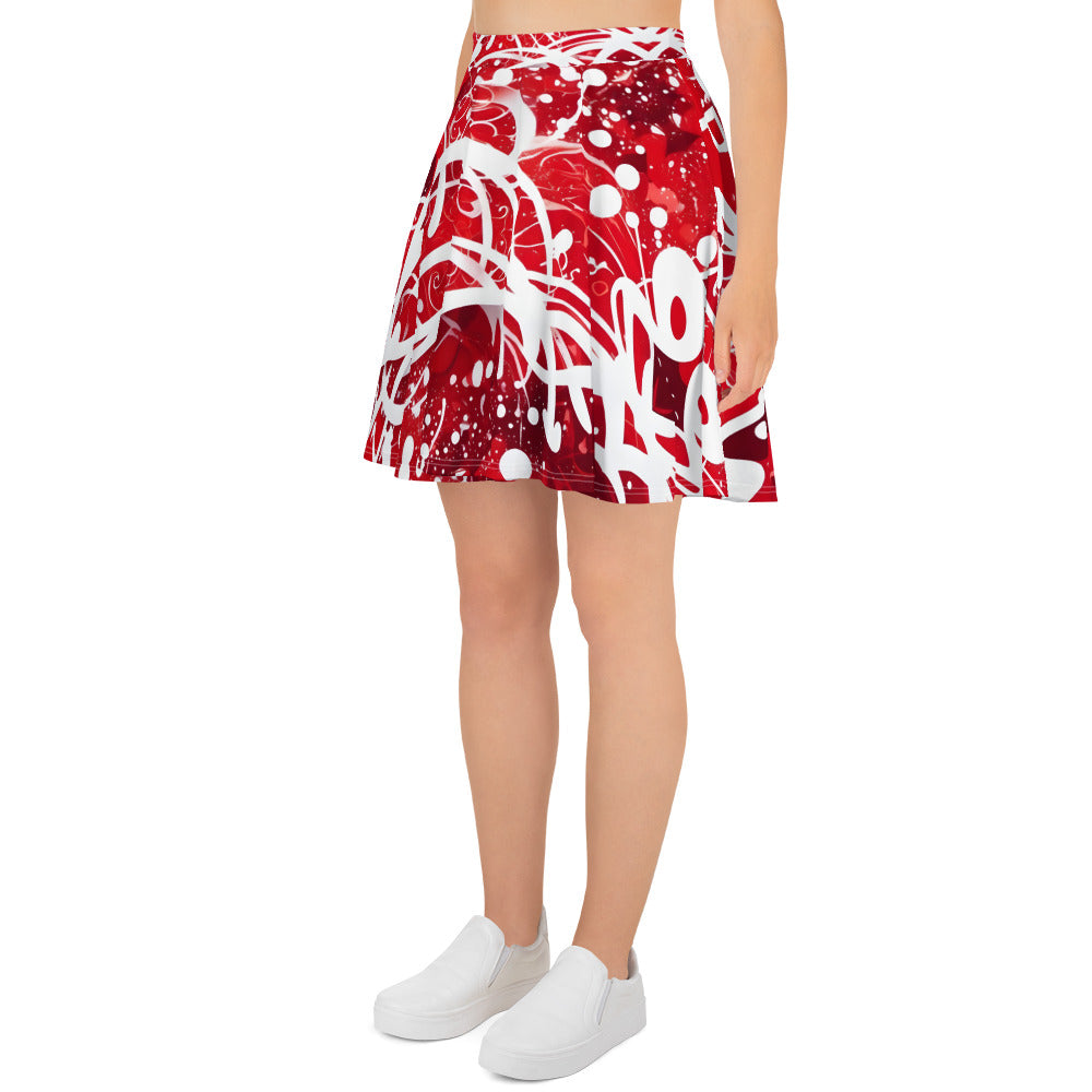 Red and White Splash Art Skirt