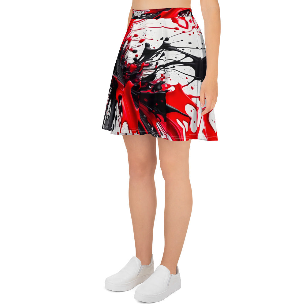 Red and Black Splash Art Skirt