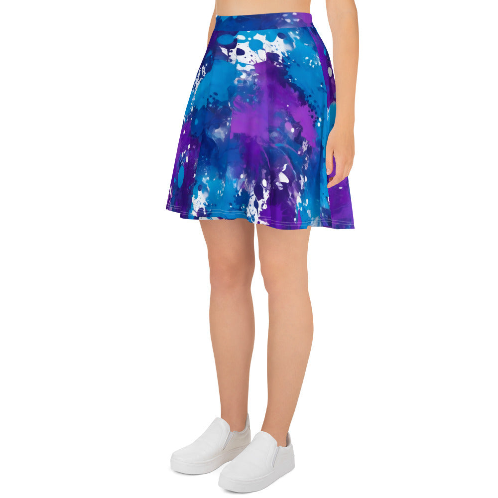 Blue and Purple Splash Art Skirt