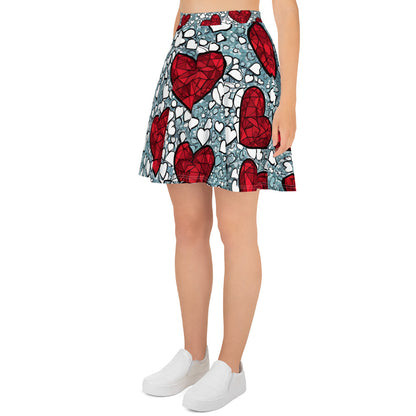 Red Hearts on White Skirt