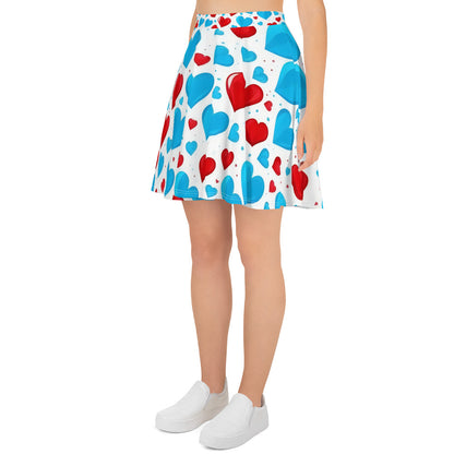 Red and Blue Hearts Cute Skirt