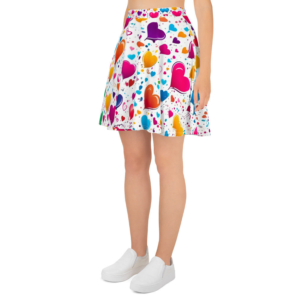 Colorful Hearts on White Skirt