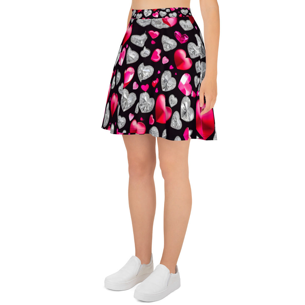 Hearts on Black Skirt