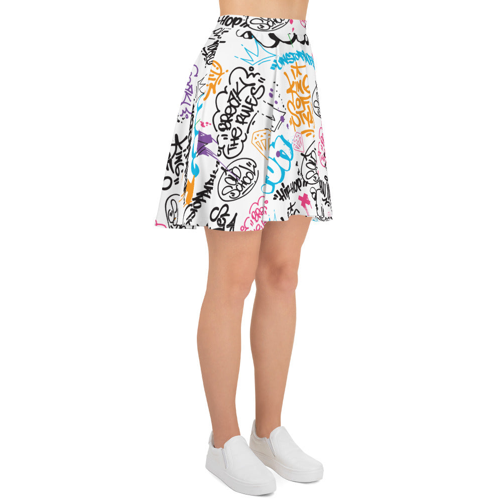 White Graffiti Art Skirt